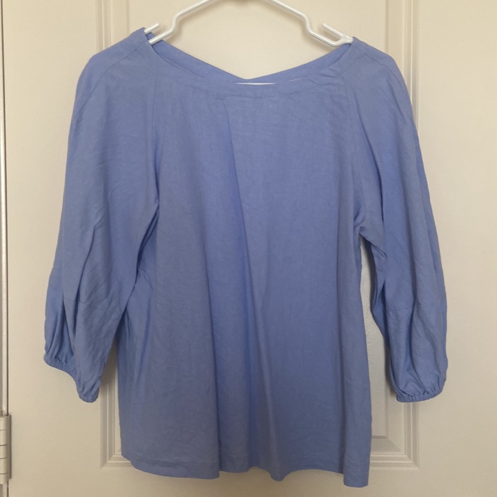 LOFT Blue Three Quarter Length Sleeve Top